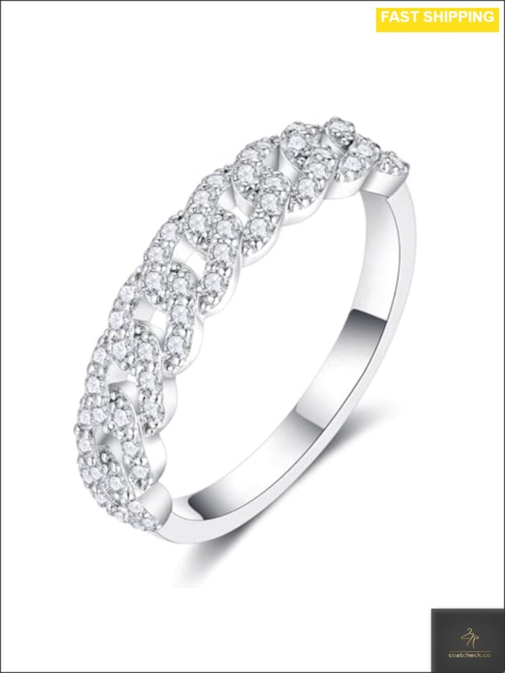 Moissanite Wedding Band 18K White Gold Plated 925 Sterling Silver Eternity Ring